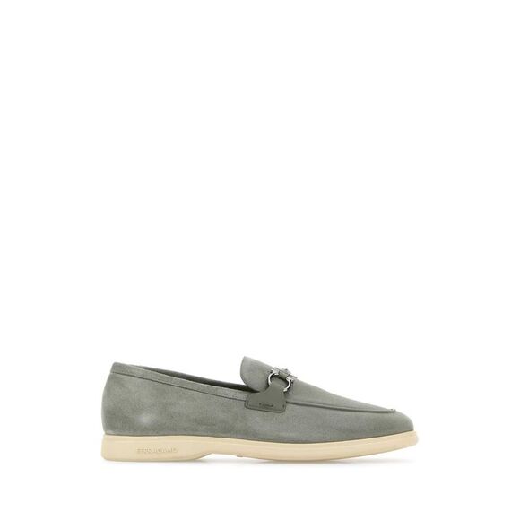 Salvatore Ferragamo Men Grey Suede Cosimo Loafers